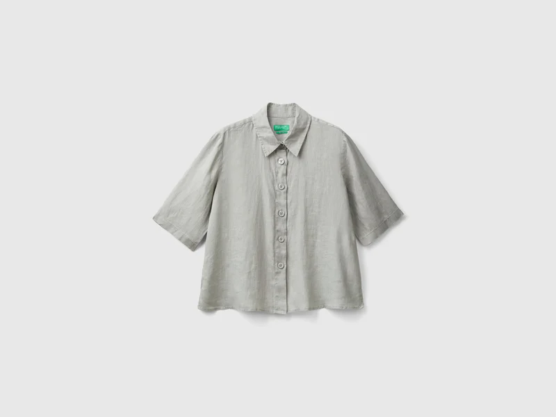 Camicia corta in puro lino