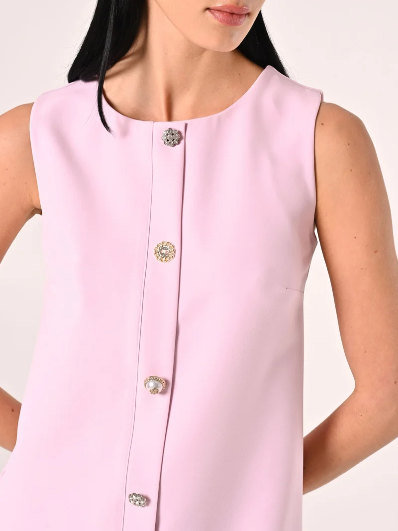 Tubino Rosa con Bottoni Gioiello