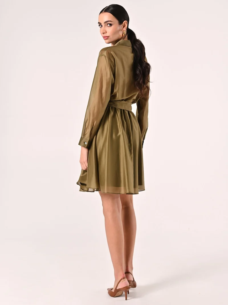 Abito Verde Militare in Organza di Viscosa