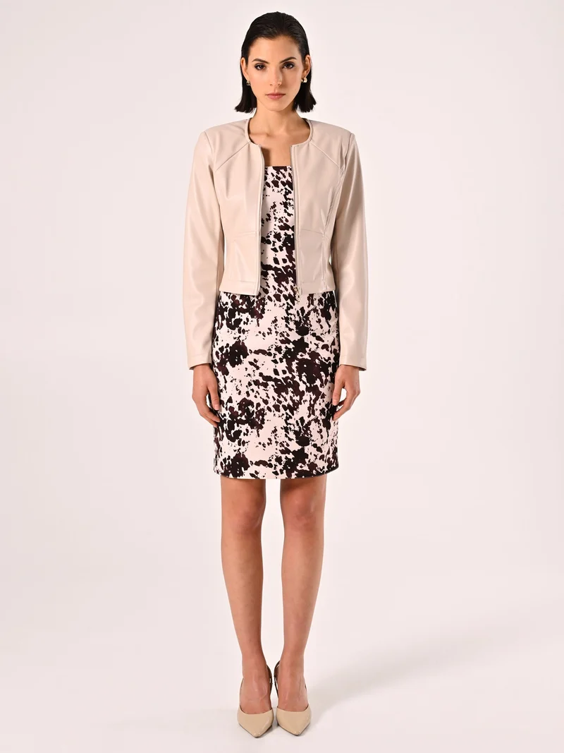 Giacca chiodo similpelle Beige