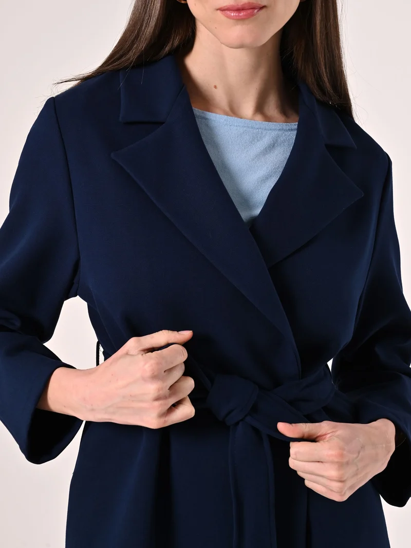 Cappotto Blu in Doppio Crepe