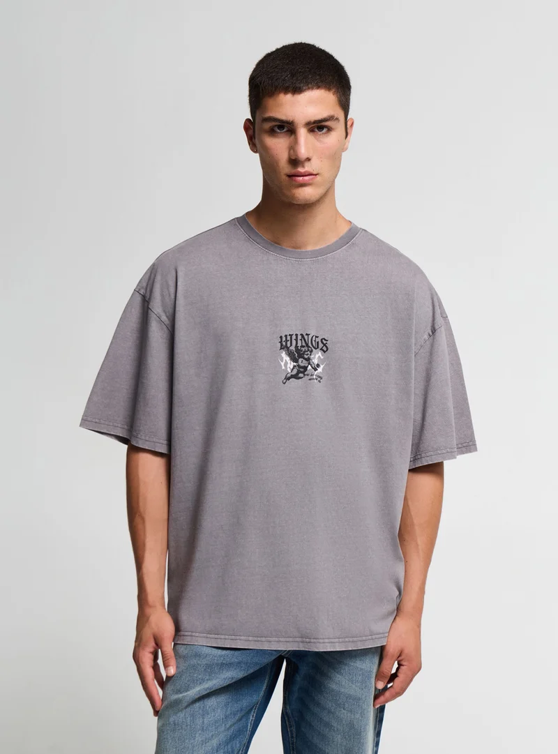 T-shirt Over con stampa angelo