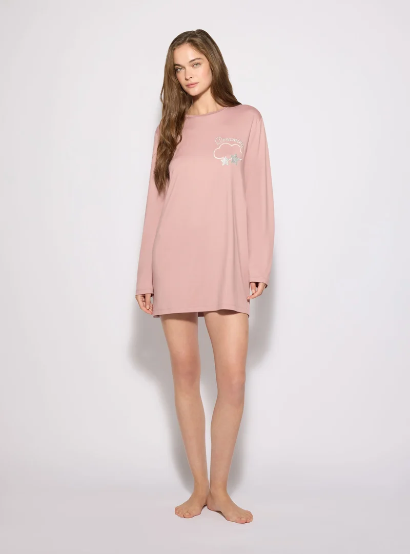 T-shirt pigiama maxi con stampa