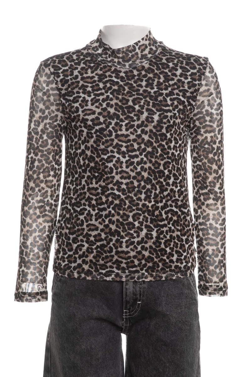 T Shirt Kids Only Erica Da Bambina Fantasia Leopardata Nero Marrone Pomice