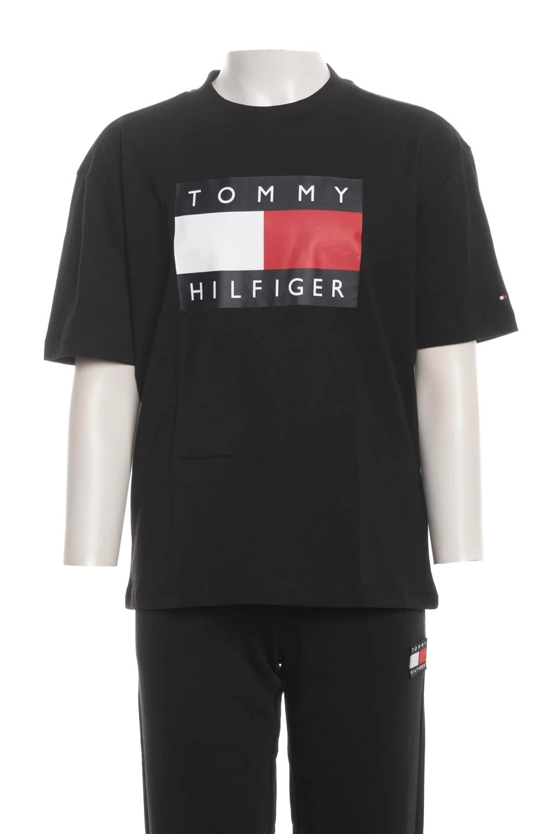 T Shirt Tommy Hilfiger Heritage Printed Flag Tee Ss Da Bambino Nera