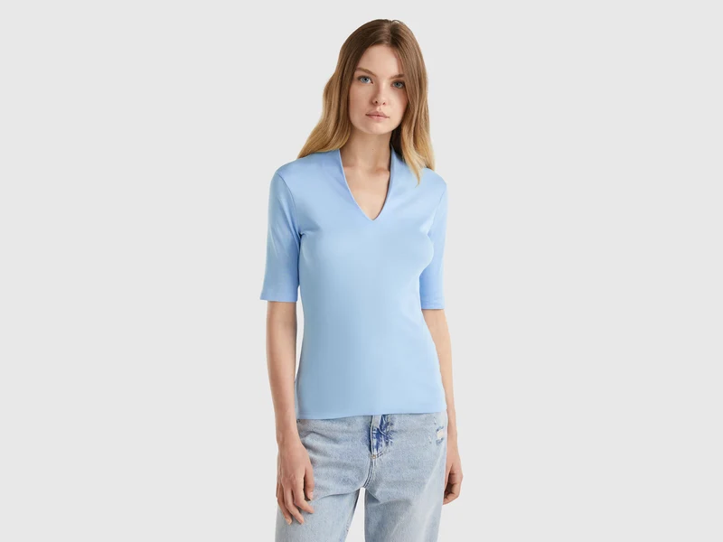 T-shirt slim fit in cotone a fibra lunga