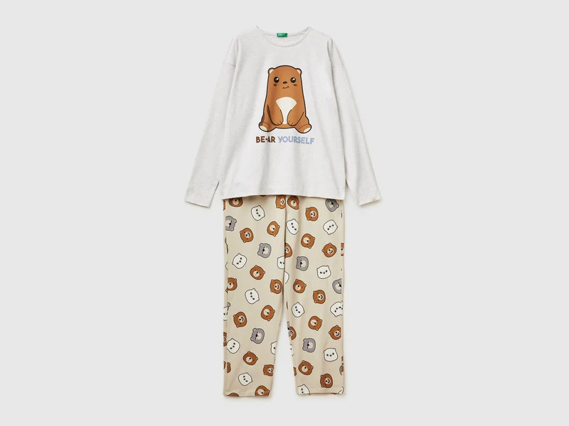 Pigiama con stampa in cotone stretch