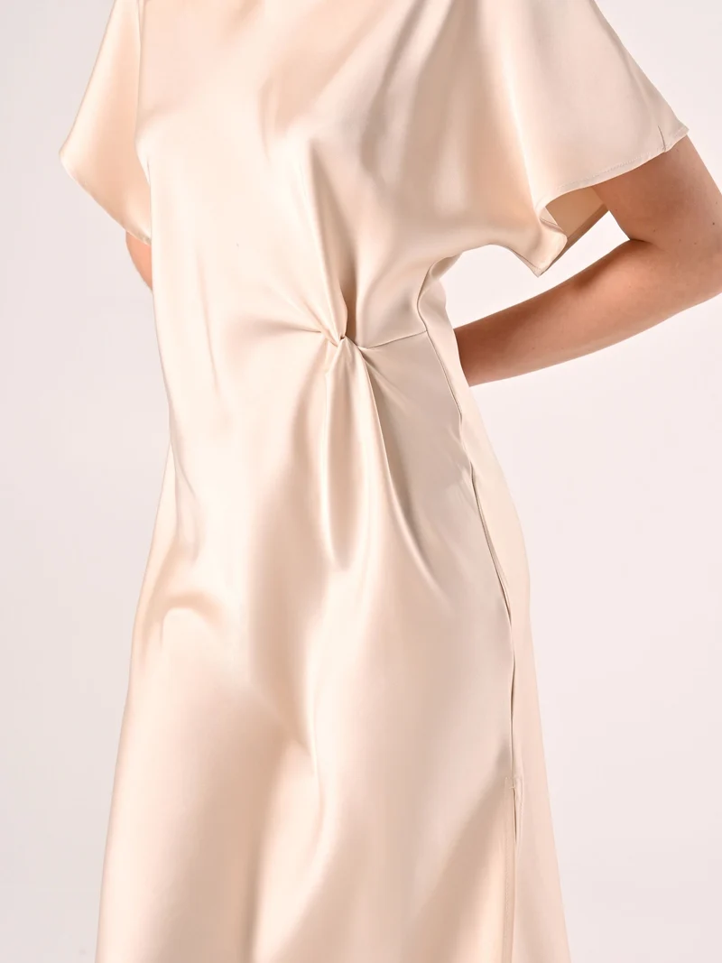 Abito Nodo Beige in Raso
