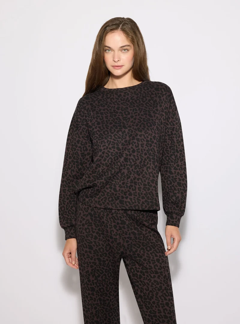 Set pigiama animalier con maglia e pantaloni lunghi