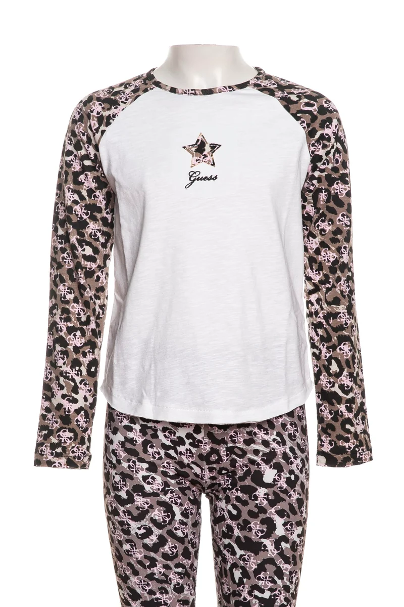 T Shirt Guess Camo Slub Jer Da Bambina Bianca Fantasia Rosa Nera Tortora
