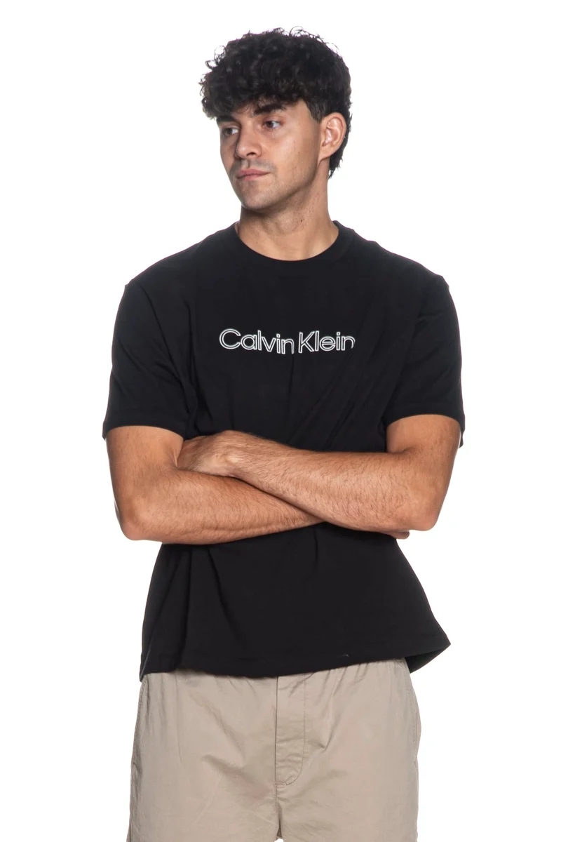 T Shirt Calvin Klein Ss 20s Eu Spw Hd Shin Stn Da Uomo Nera