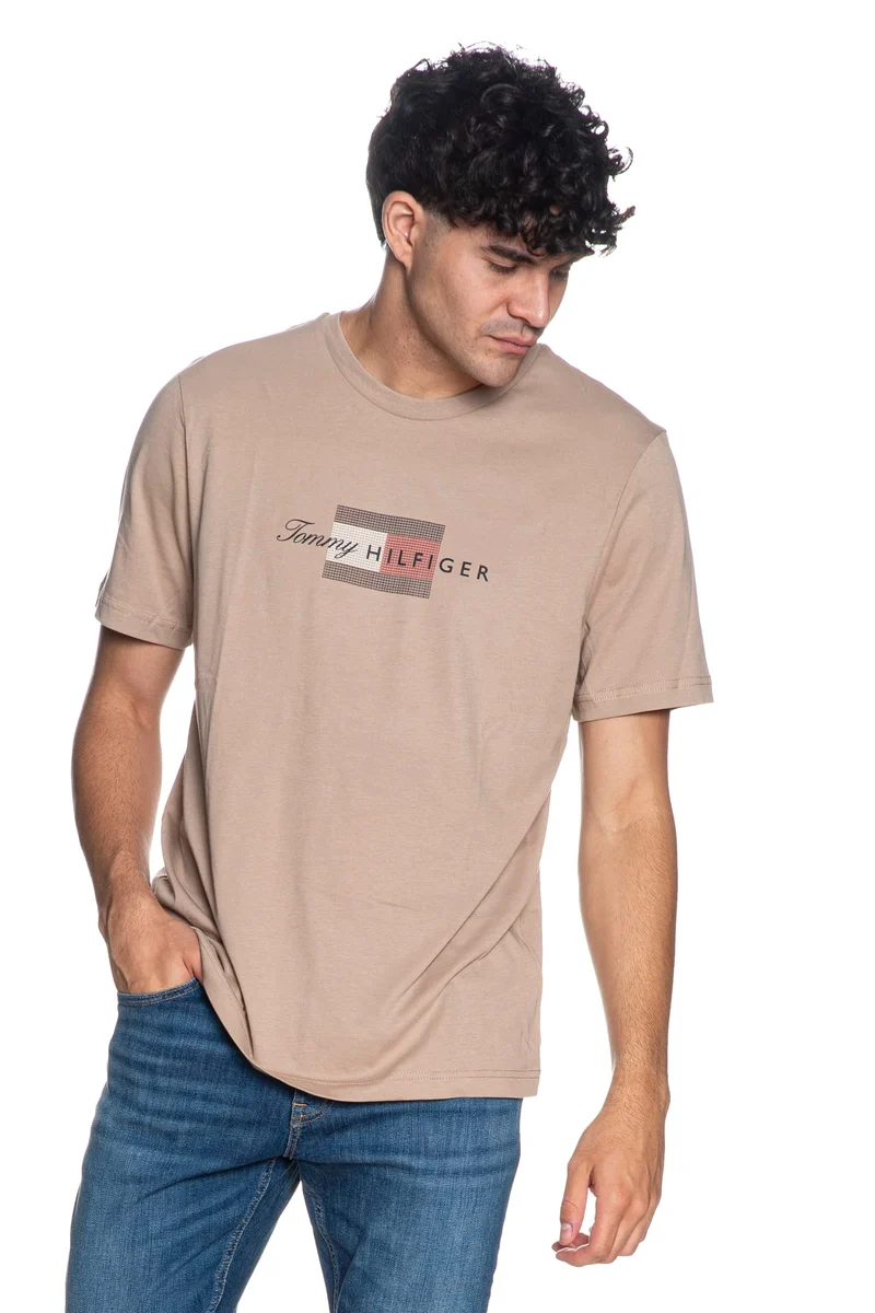 T Shirt Tommy Hilfiger Script Flg Reg Tee Da Uomo Beige