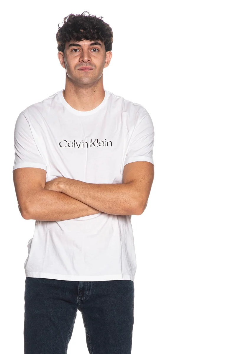 T Shirt Calvin Klein Ss 30s Eu Spw Puff Da Uomo Bianca