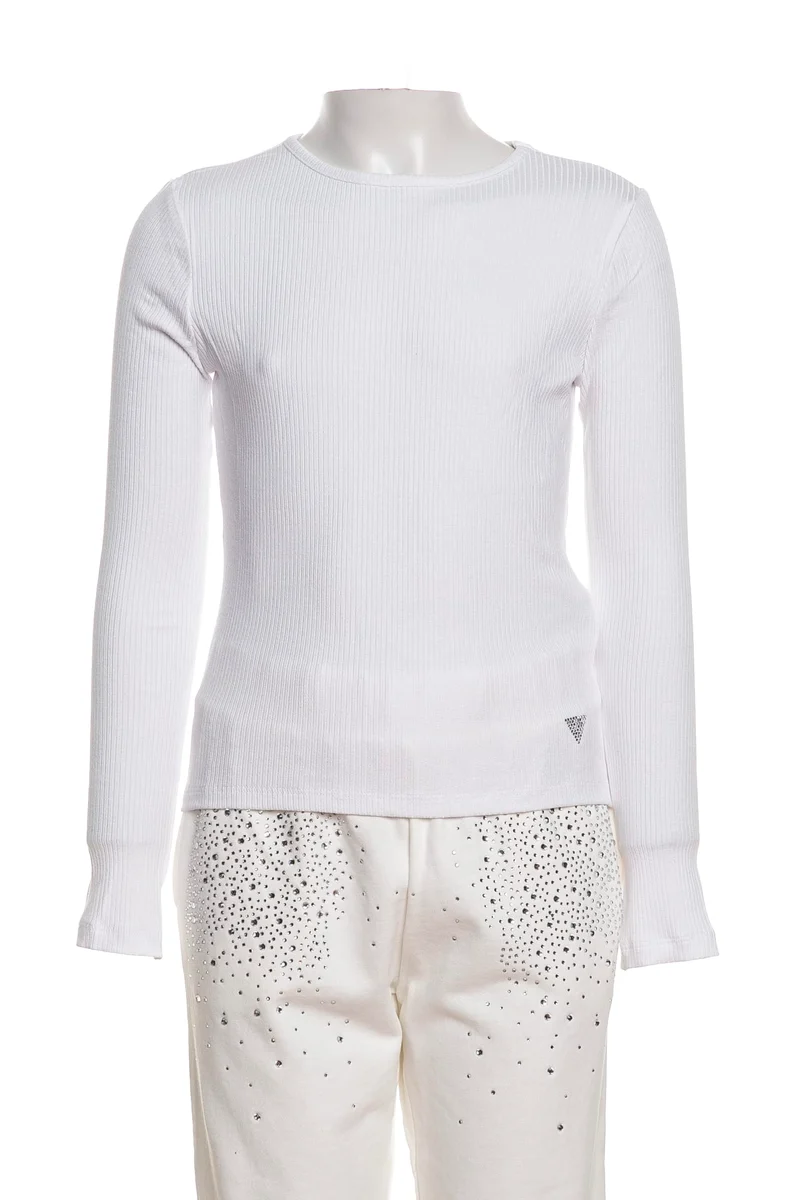 T Shirt Guess Vi Rib Ls Da Bambina Bianca