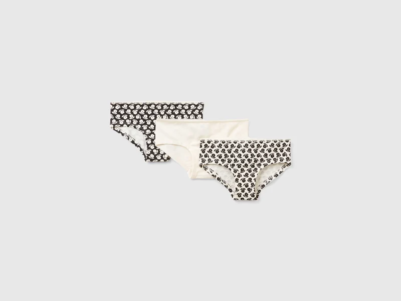 Tre culotte fantasia in cotone stretch