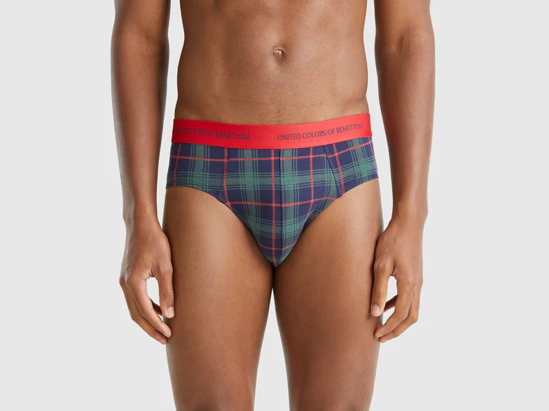 Slip tartan verdi e blu