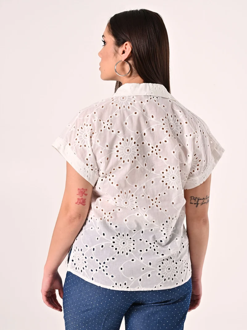 Camicia Curvy in Sangallo