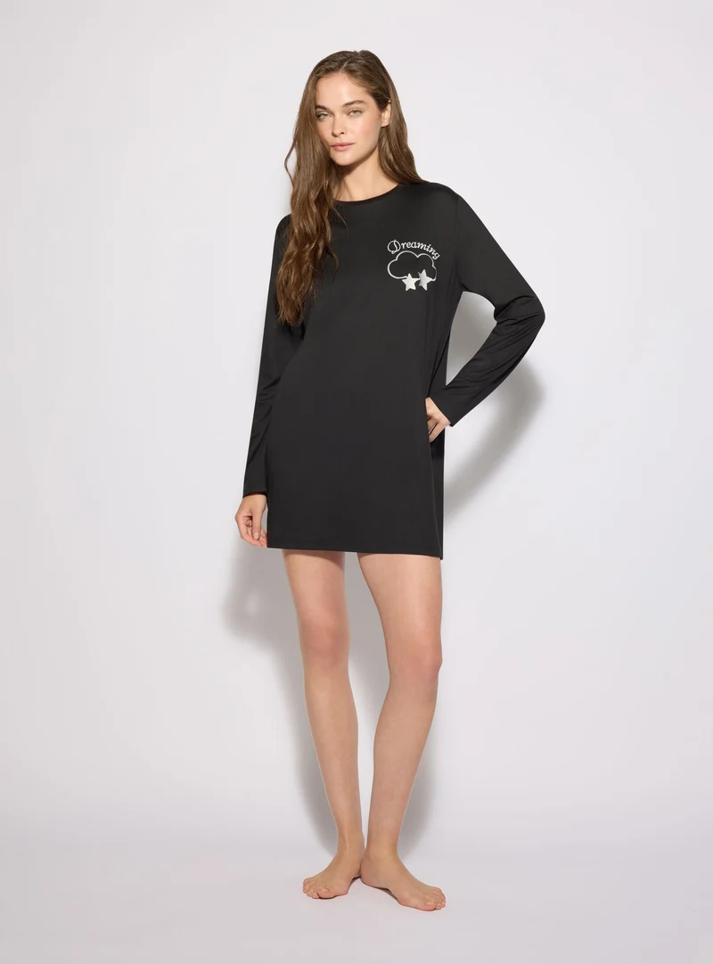 T-shirt pigiama maxi con stampa