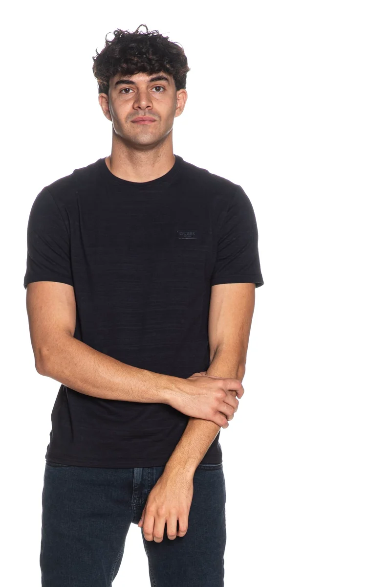 T Shirt Guess Tex Ss Tee Da Uomo Blu Navy