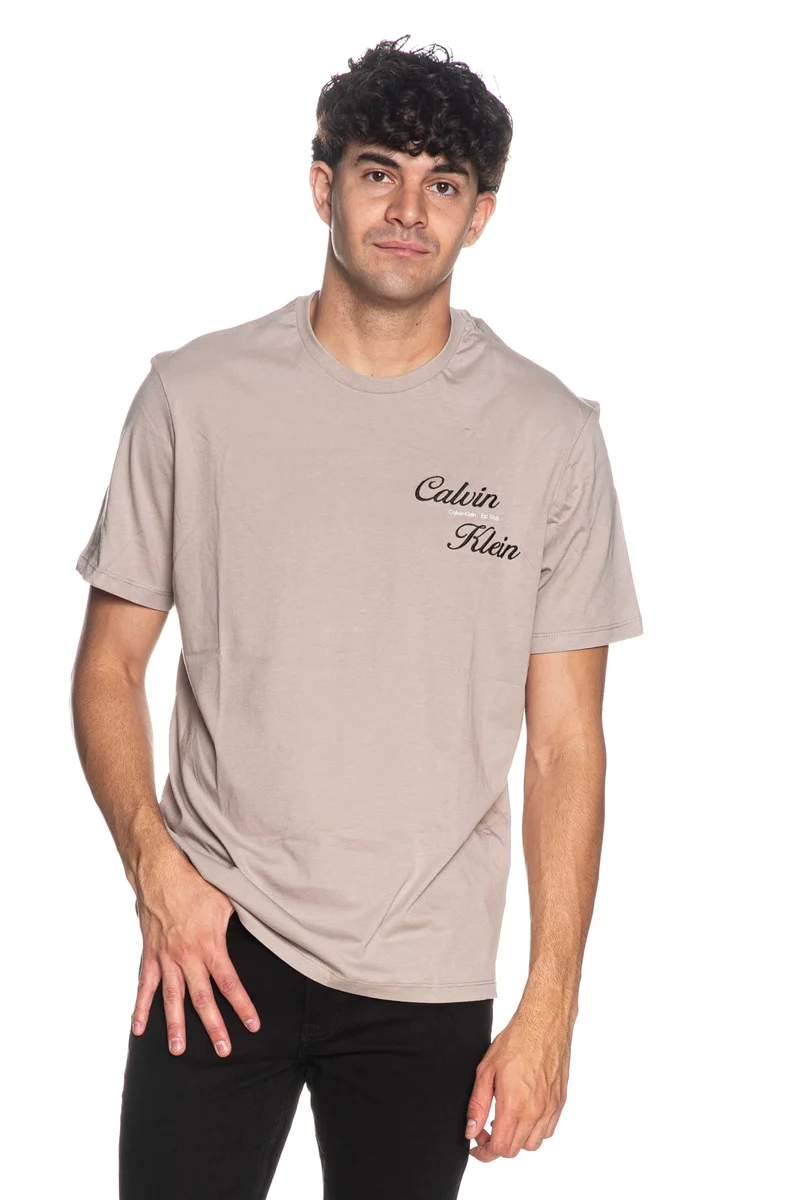 T Shirt Calvin Klein Ss 30s Eu Resrt Da Uomo Light Tortora