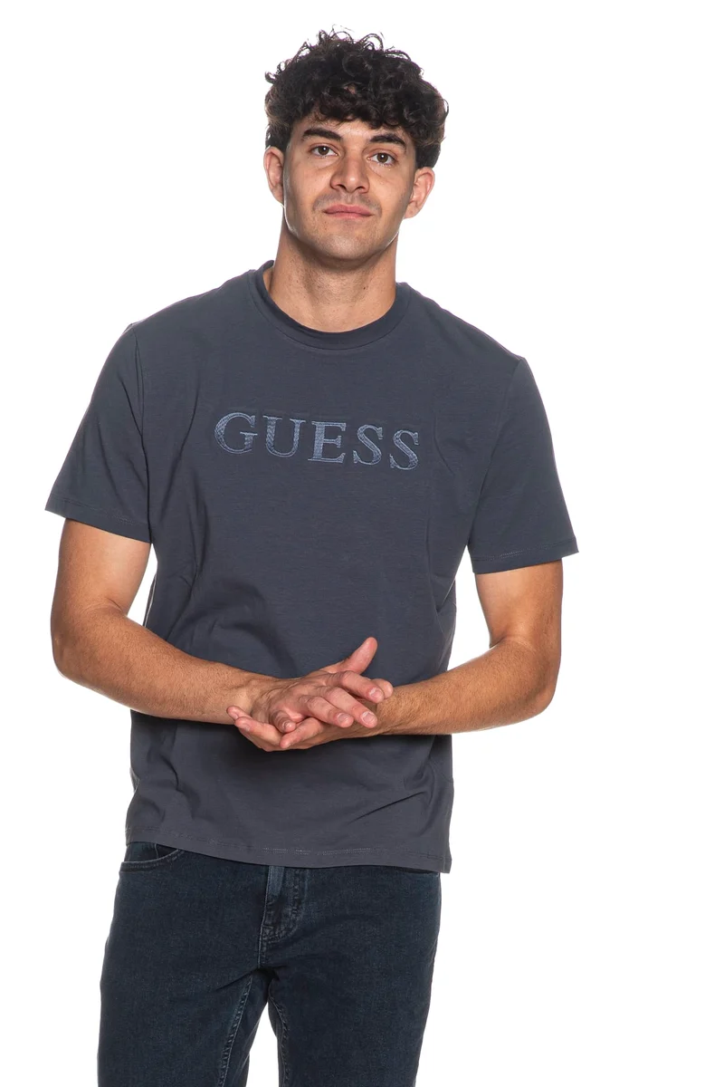 T Shirt Guess Prat Ss Tee Da Uomo Avio Scuro