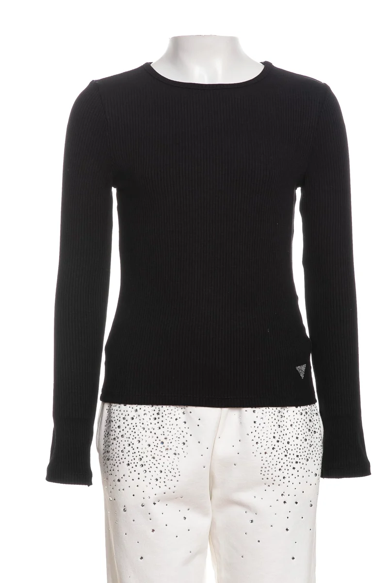 T Shirt Guess Vi Rib Ls Da Bambina Nera
