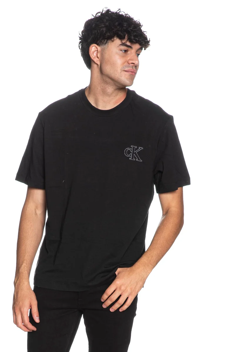T Shirt Calvin Klein Ss 30s Easy Mono Tee Da Uomo Nera