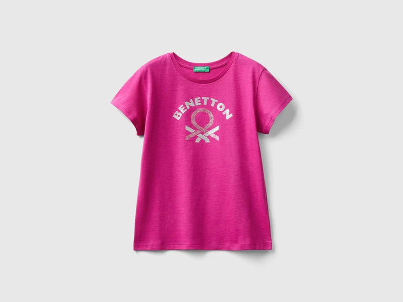 T-shirt con logo glitter in cotone bio