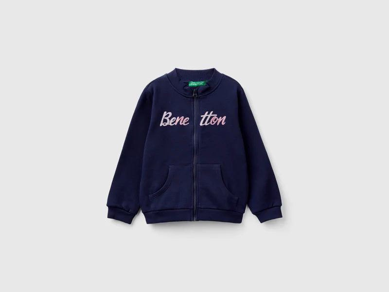 Felpa con zip in cotone bio