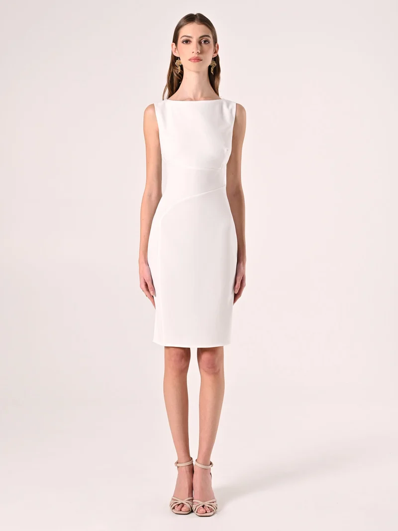 Tubino in scuba mano crepe Bianco