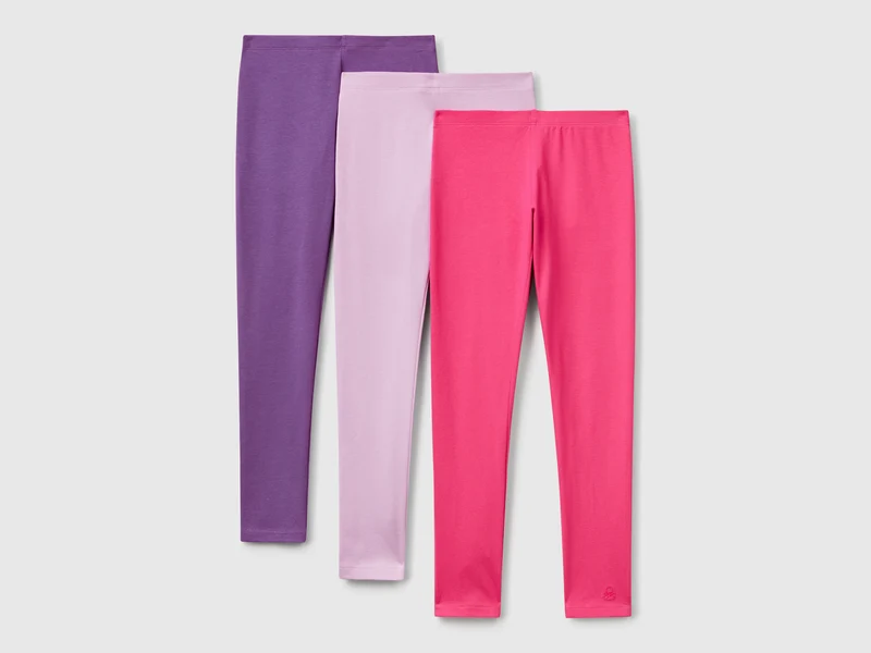 Tre leggings in cotone stretch