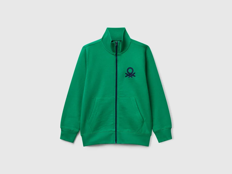 Felpa con zip in puro cotone