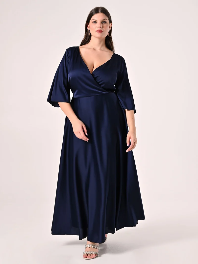 Abito Curvy Blu in Raso