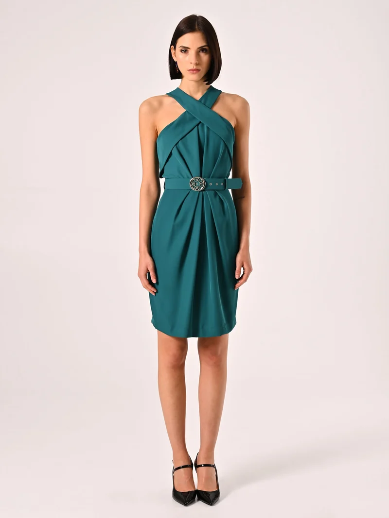 Tubino Verde Reale con Scollo all'Americana