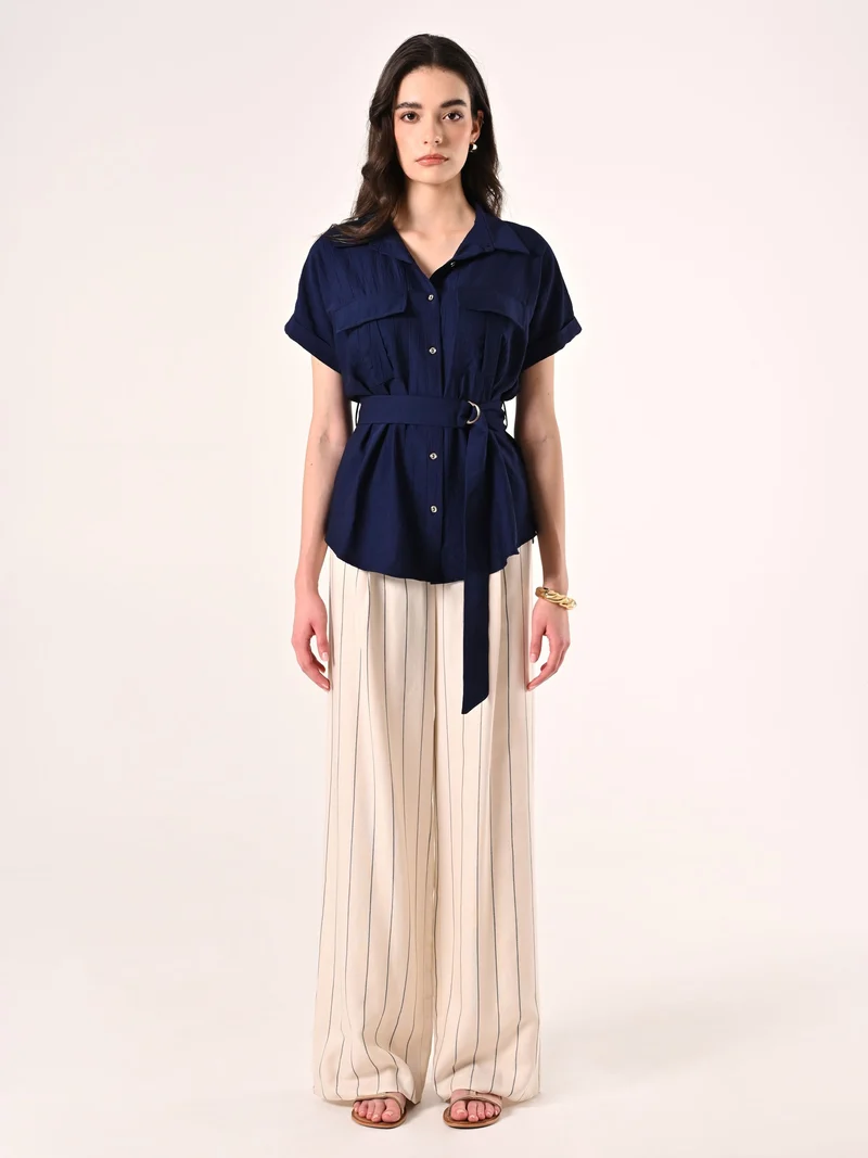 Camicia Blu effetto Goffrato