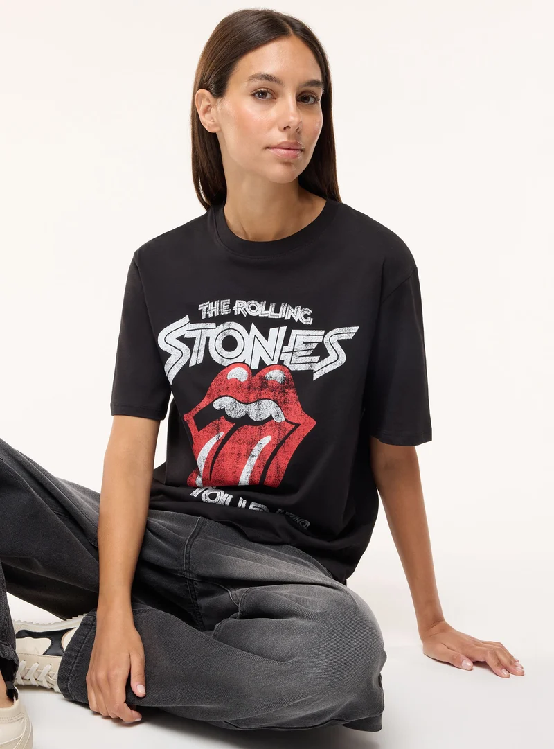 T-shirt ampia con stampa Rolling Stones