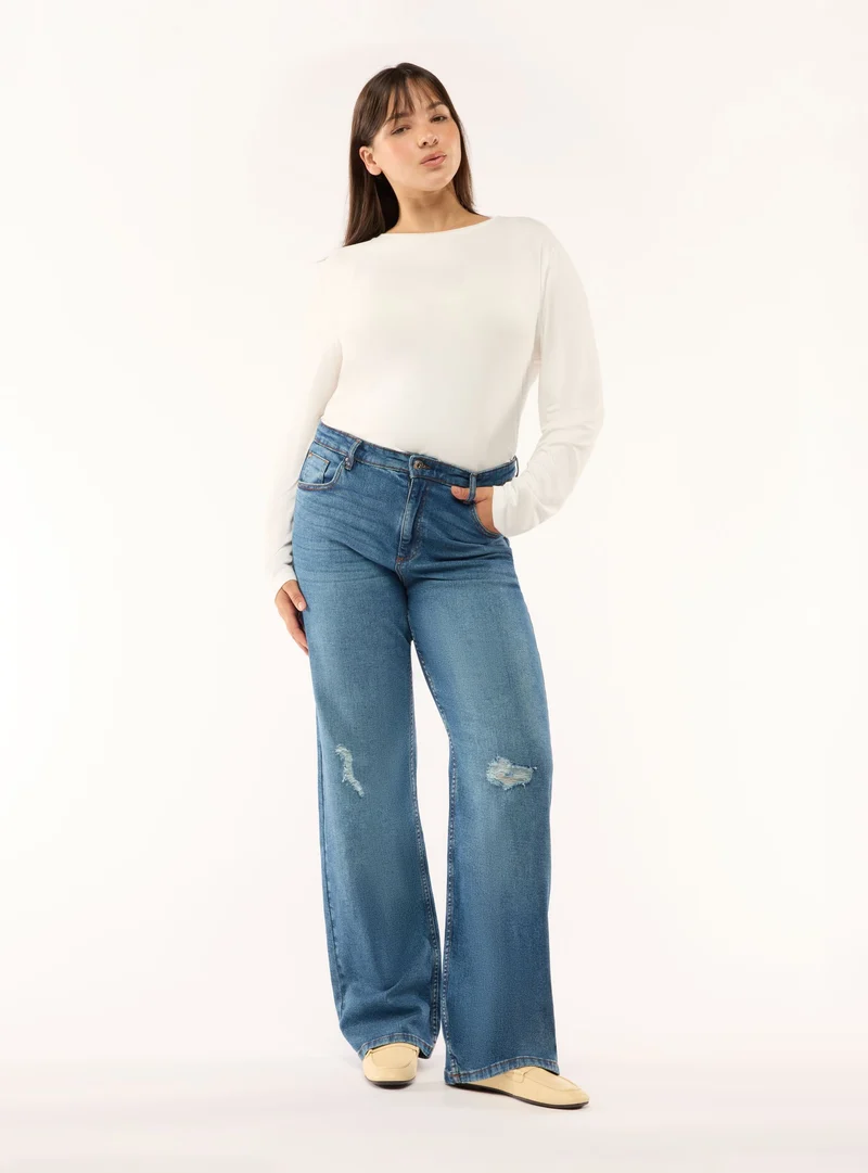 Jeans regular straight con strappi