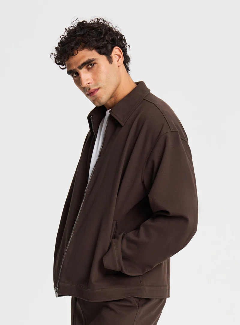 Giubbino con zip e colletto a camicia
