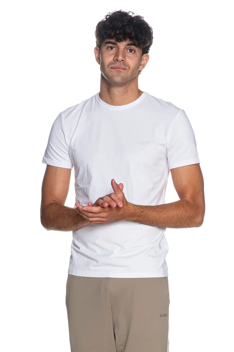 T Shirt Guess Core Xsl Ssl Da Uomo Bianca