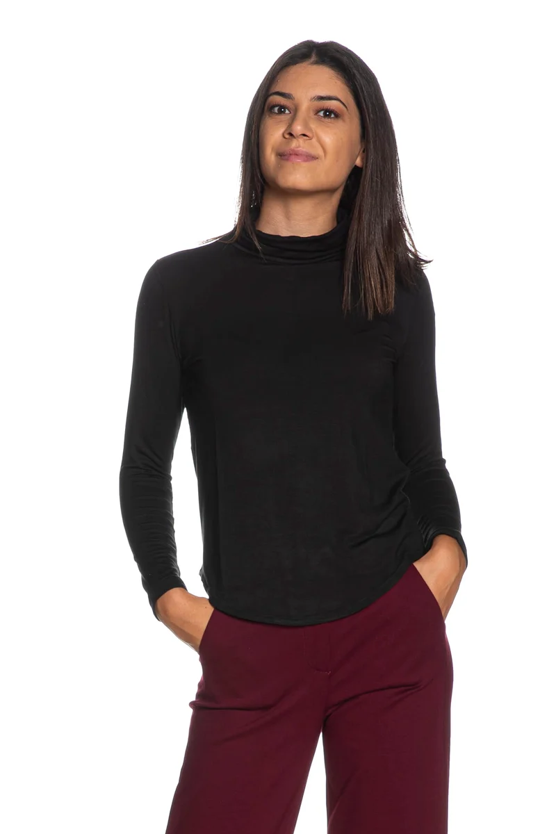 T Shirt Ragno Winter Roulè Da Donna Nera