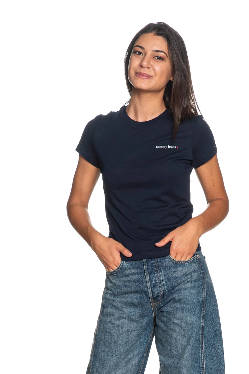 T Shirt Tommy Hilfiger Sl Ess Starry Lg Da Donna Blu Navy