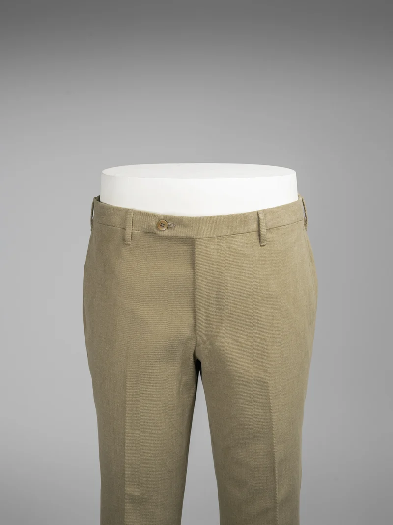 Light fawn pair of regular fit winter cotton trousers