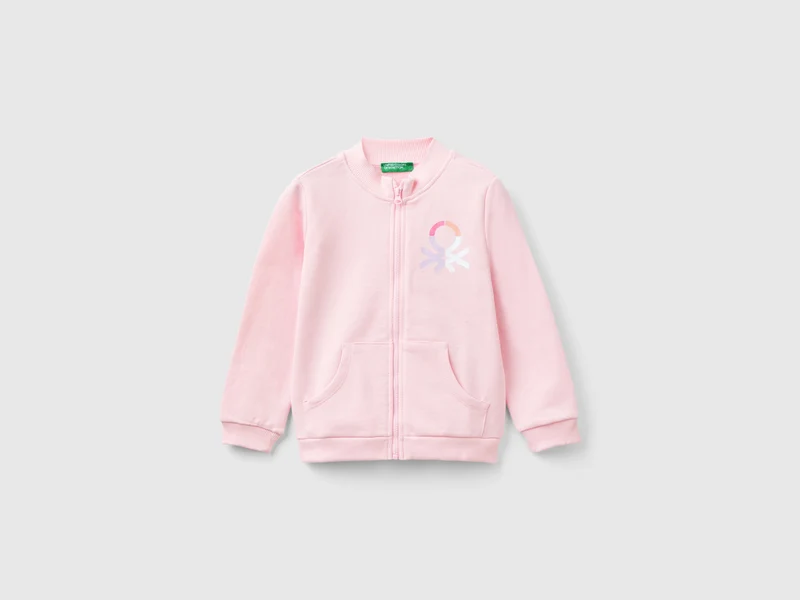 Felpa con zip in cotone bio