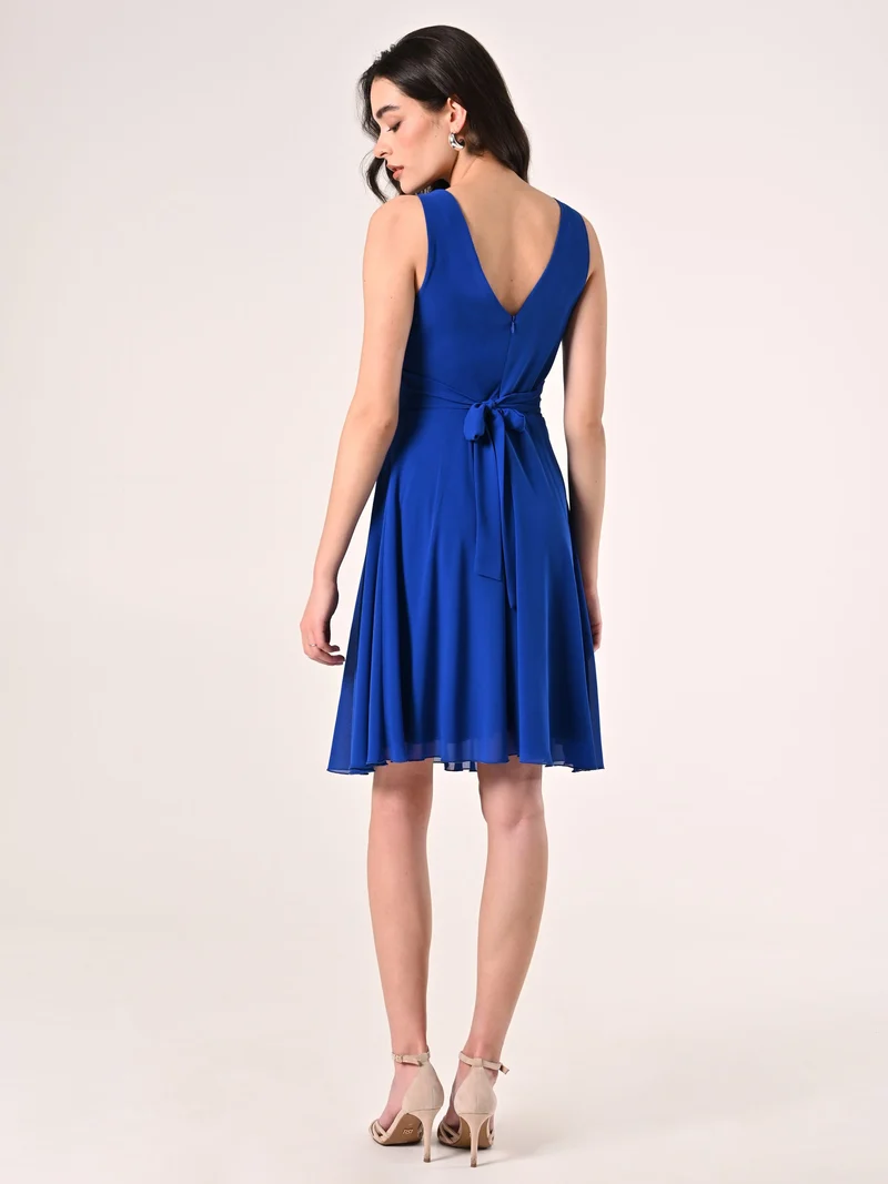 Abito Blu Cina in Crepe Georgette