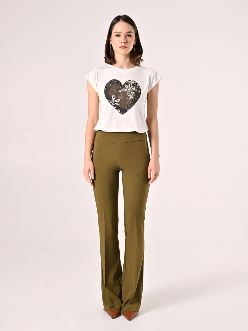 T-Shirt Bianca Cuore Strass