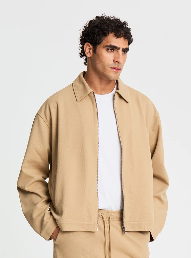 Giubbino con zip e colletto a camicia