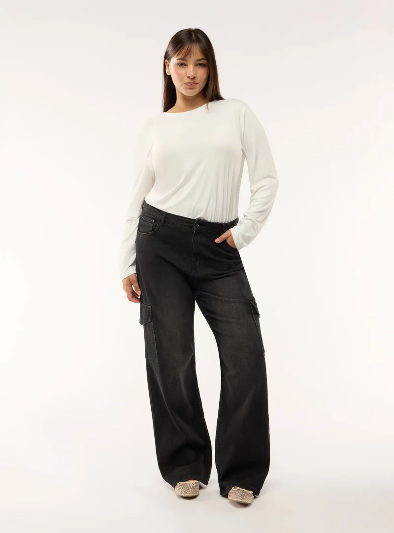 Jeans cargo a gamba ampia