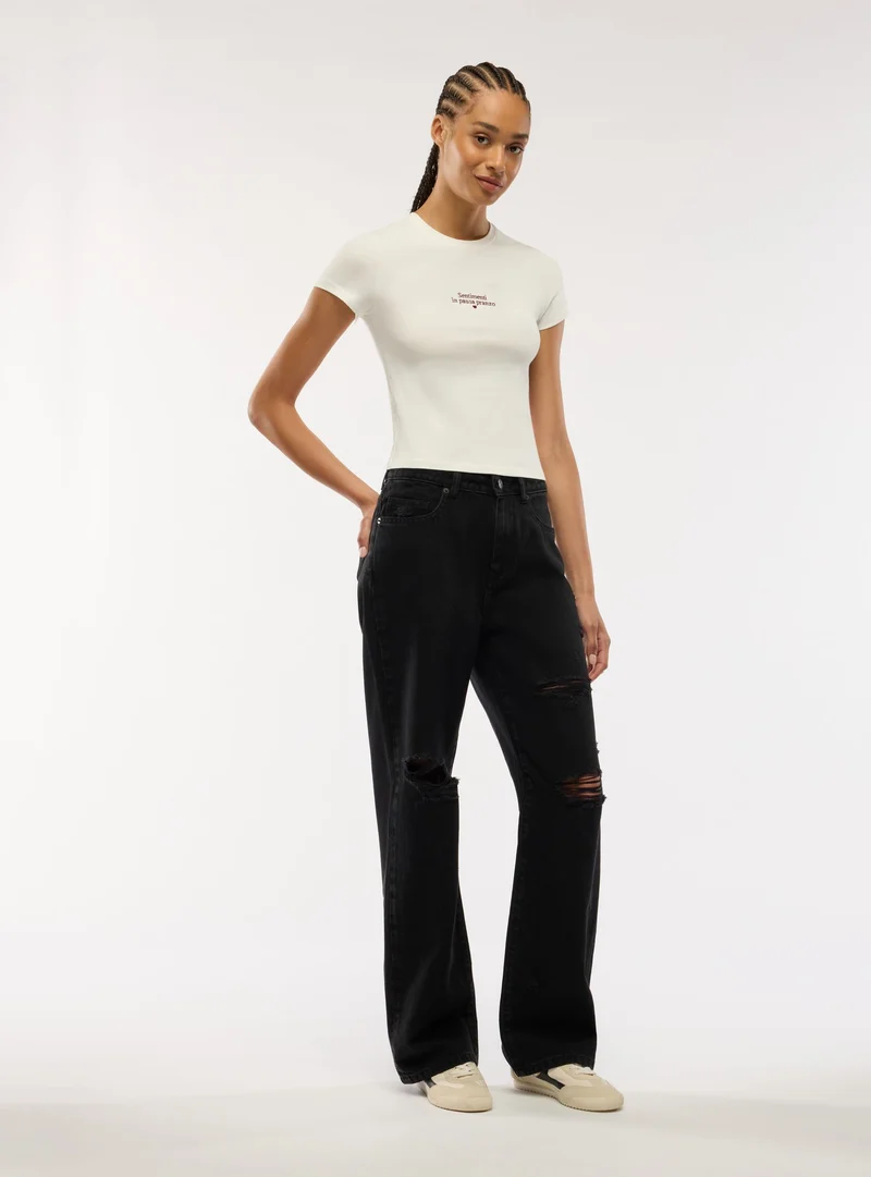 T-shirt slim con scritta