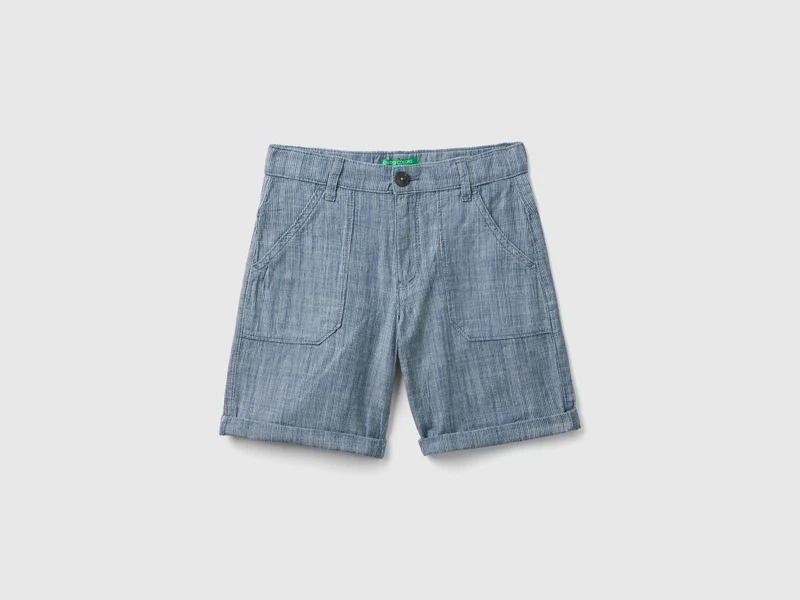 Shorts a righe in chambray