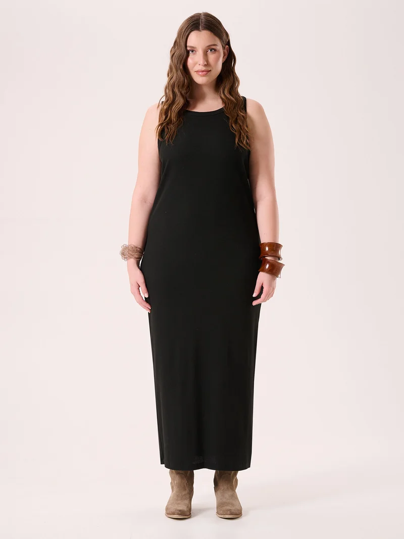 Abito Curvy in Cotone a Costine Nero